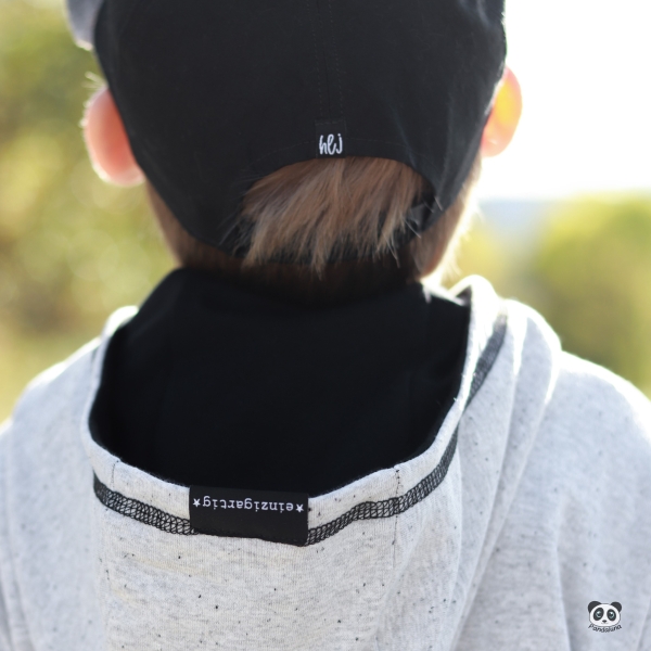 4 er Set - Weblabel gefaltet - "hej + smile" - schwarz